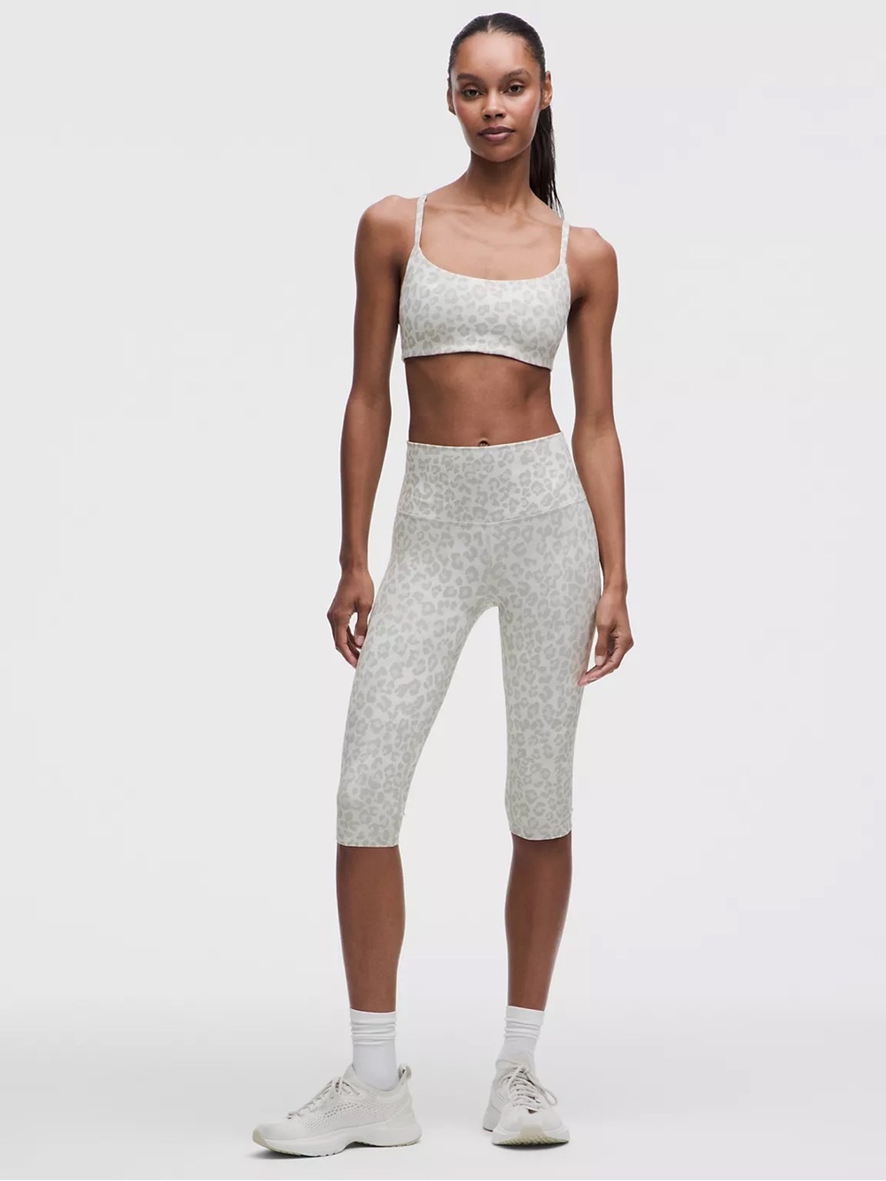 lululemon athletica Light Gray Leopard-Print High-Rise Cropped Leggings - Picture 1 of 8